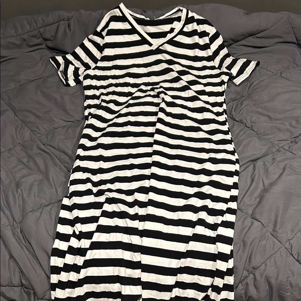 Black and White Striped Dress